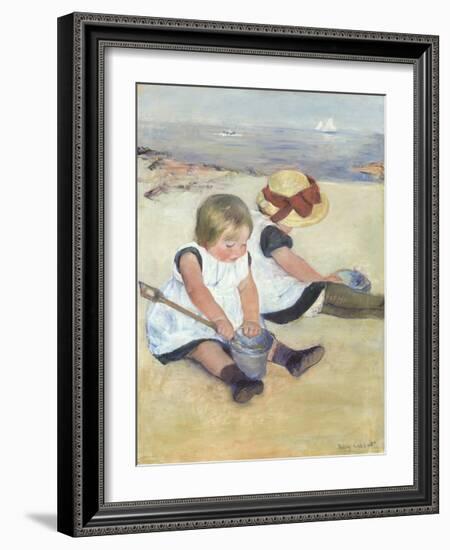 Children Playing on the Beach, 1884-Mary Stevenson Cassatt-Framed Premium Giclee Print