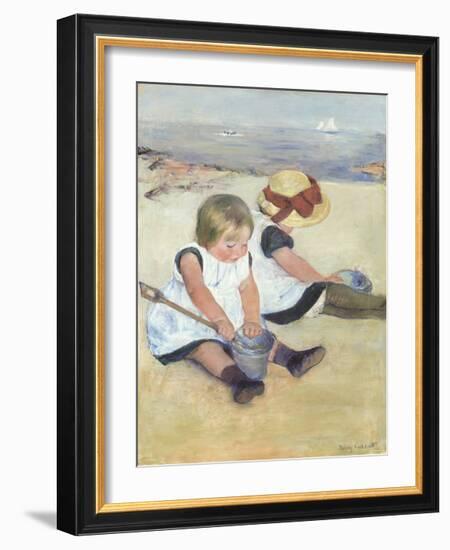 Children Playing on the Beach, 1884-Mary Stevenson Cassatt-Framed Premium Giclee Print