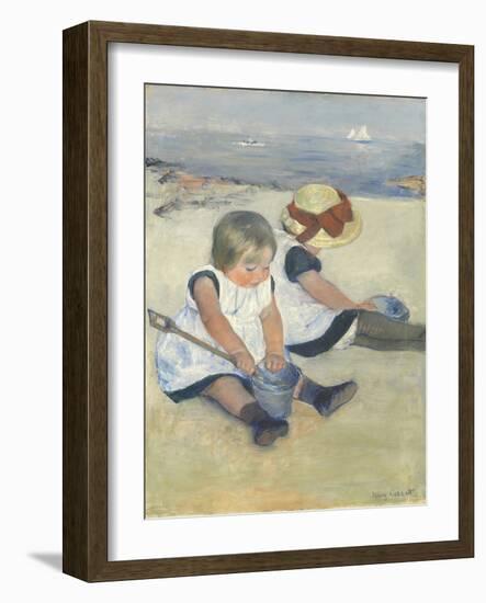 Children Playing on the Beach, 1884-Mary Cassatt-Framed Premium Giclee Print