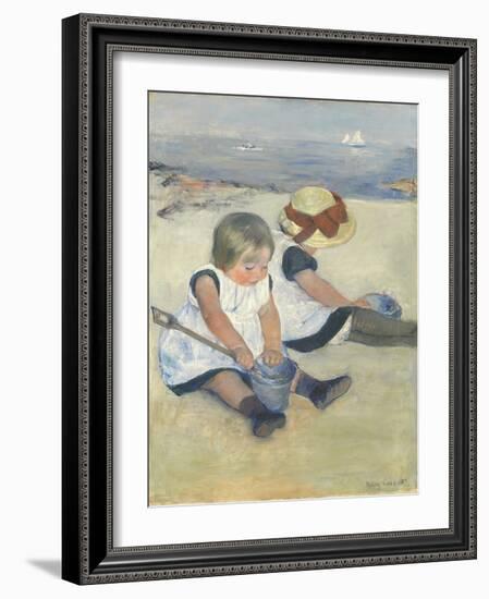 Children Playing on the Beach, 1884-Mary Cassatt-Framed Premium Giclee Print