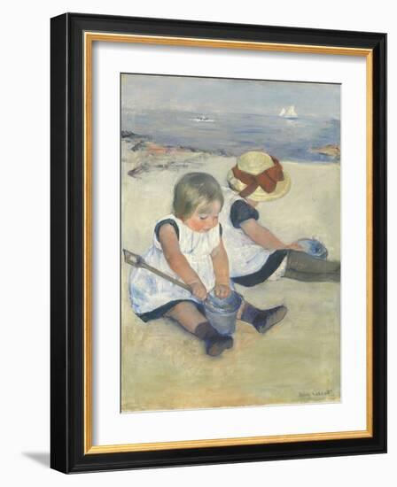 Children Playing on the Beach, 1884-Mary Cassatt-Framed Giclee Print