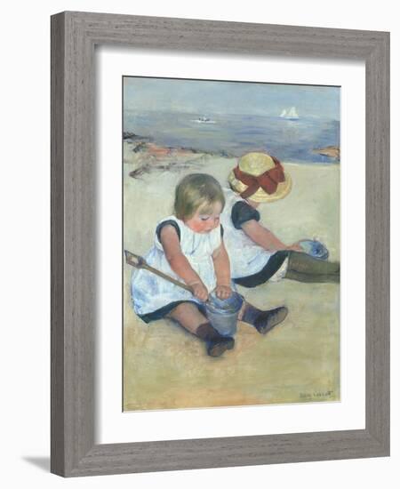 Children Playing on the Beach, 1884-Mary Cassatt-Framed Art Print