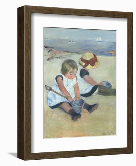 Children Playing on the Beach, by Mary Cassatt, 1884, American painting,-Mary Cassatt-Framed Art Print