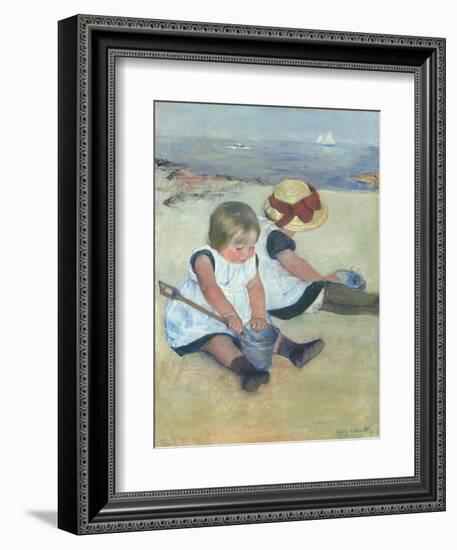 Children Playing on the Beach, by Mary Cassatt, 1884, American painting,-Mary Cassatt-Framed Art Print