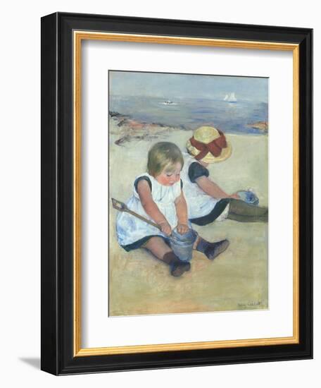 Children Playing on the Beach, by Mary Cassatt, 1884, American painting,-Mary Cassatt-Framed Art Print