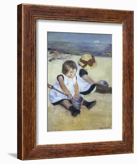 Children Playing on the Beach-Mary Cassatt-Framed Art Print