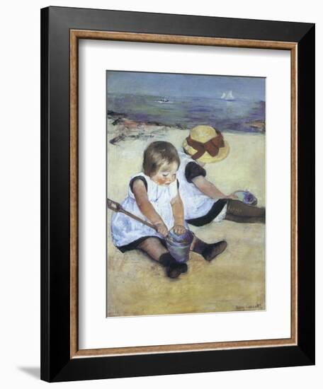 Children Playing on the Beach-Mary Cassatt-Framed Art Print