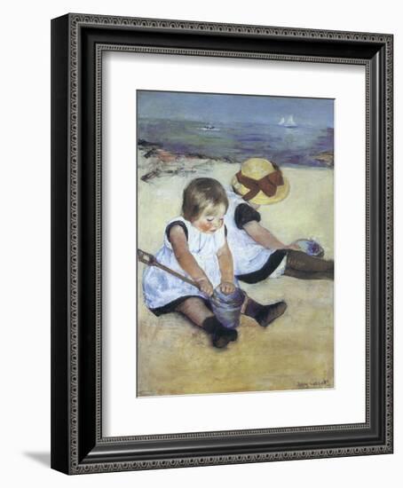 Children Playing on the Beach-Mary Cassatt-Framed Art Print