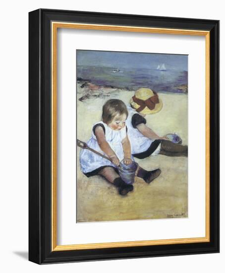 Children Playing on the Beach-Mary Cassatt-Framed Art Print