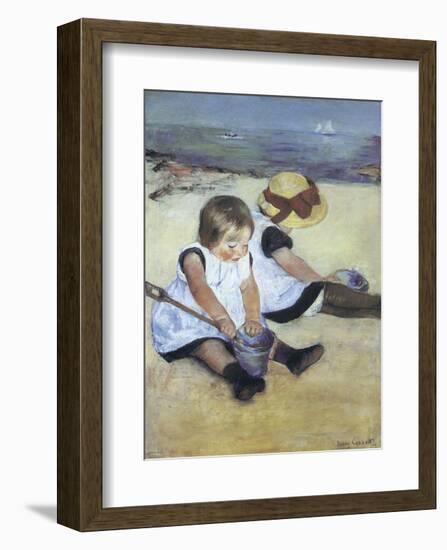 Children Playing on the Beach-Mary Cassatt-Framed Art Print