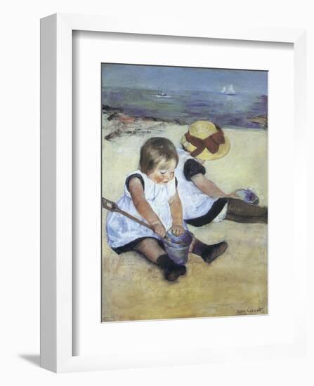 Children Playing on the Beach-Mary Cassatt-Framed Art Print