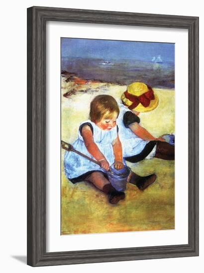 Children Playing on the Beach-Mary Cassatt-Framed Art Print