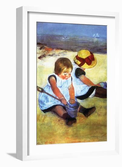 Children Playing on the Beach-Mary Cassatt-Framed Art Print