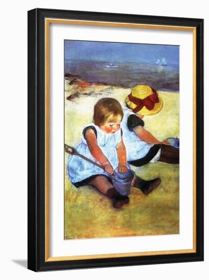 Children Playing on the Beach-Mary Cassatt-Framed Art Print