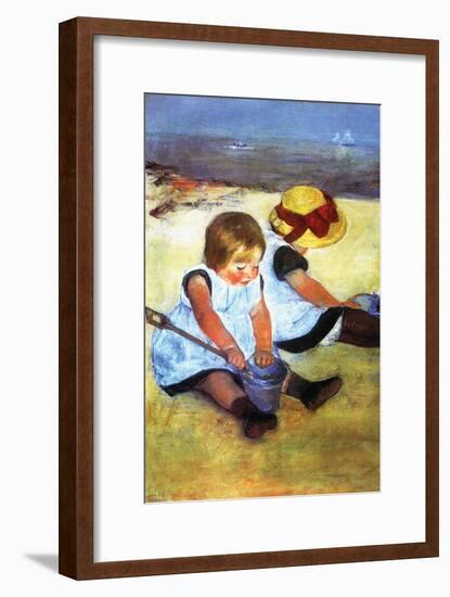 Children Playing on the Beach-Mary Cassatt-Framed Art Print