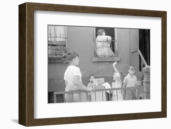 Children playing on the street on 61st Street, between 1st and 3rd Avenues, New York City, 1938-Walker Evans-Framed Photographic Print