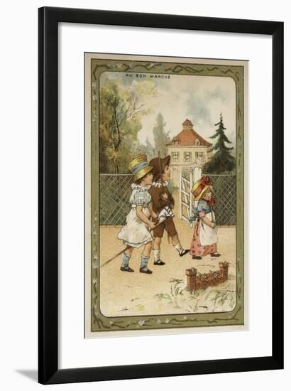 Children Playing Soldiers-null-Framed Giclee Print