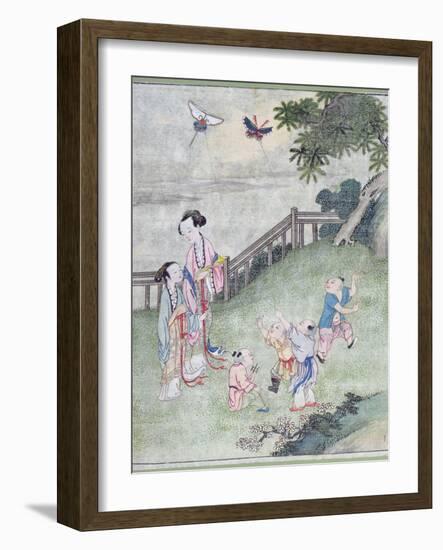 Children Playing with Kites-null-Framed Giclee Print