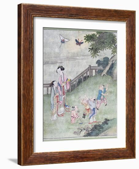 Children Playing with Kites-null-Framed Giclee Print