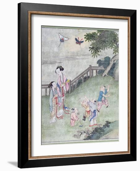 Children Playing with Kites-null-Framed Giclee Print