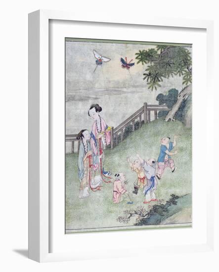 Children Playing with Kites-null-Framed Giclee Print