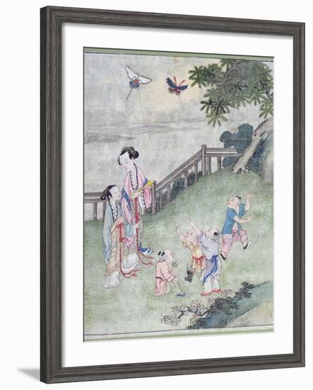 Children Playing with Kites-null-Framed Giclee Print