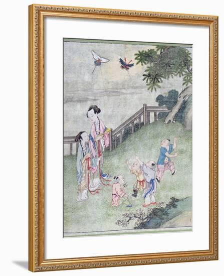 Children Playing with Kites-null-Framed Giclee Print