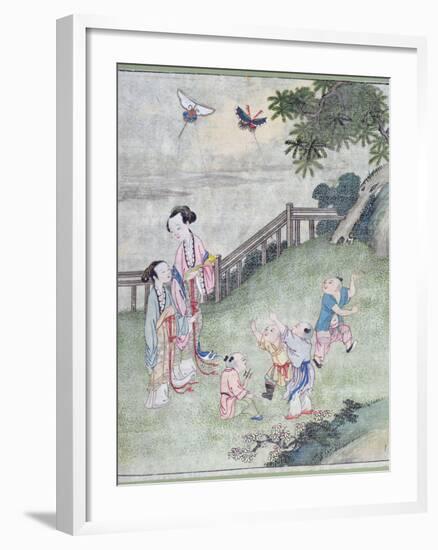 Children Playing with Kites-null-Framed Giclee Print