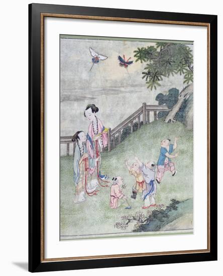 Children Playing with Kites-null-Framed Giclee Print