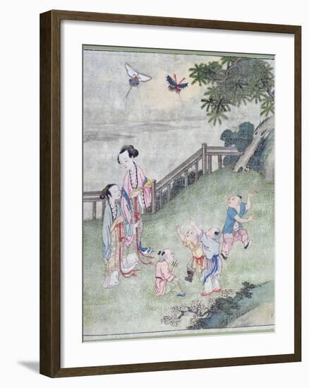 Children Playing with Kites-null-Framed Giclee Print