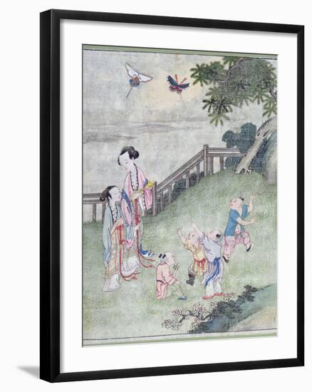 Children Playing with Kites-null-Framed Giclee Print