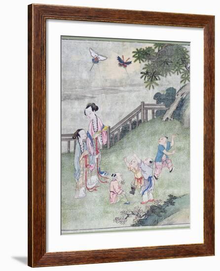 Children Playing with Kites-null-Framed Giclee Print