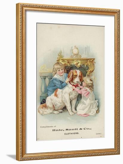 Children Playing with Large Dog-null-Framed Giclee Print