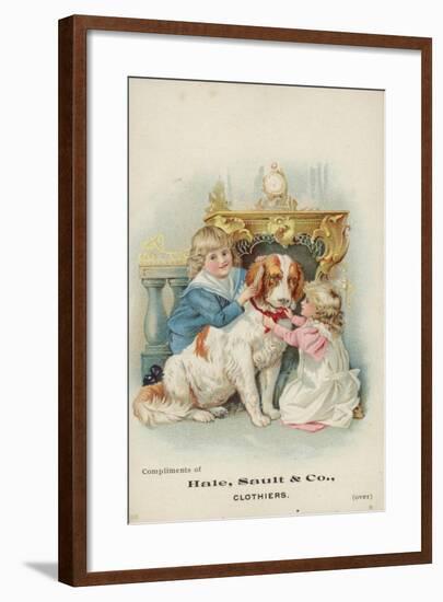 Children Playing with Large Dog-null-Framed Giclee Print