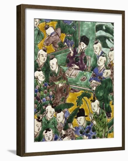 Children Playing with their Teacher, Detail of Decoration of a Porcelain Vase, China-null-Framed Giclee Print