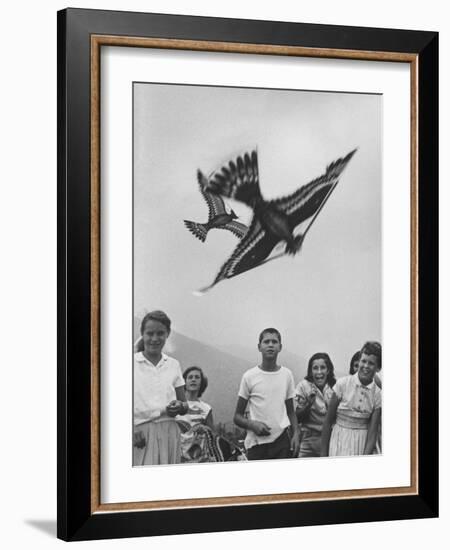 Children Playing with Various Flying Toys-Ralph Crane-Framed Photographic Print