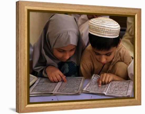 Children Read Together from Muslim's Holy Quran in Karachi, Pakistan-null-Framed Premier Image Canvas