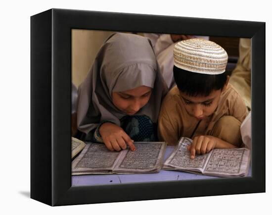 Children Read Together from Muslim's Holy Quran in Karachi, Pakistan-null-Framed Premier Image Canvas