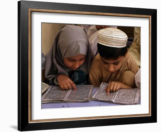 Children Read Together from Muslim's Holy Quran in Karachi, Pakistan-null-Framed Photographic Print