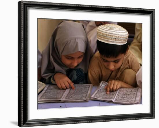 Children Read Together from Muslim's Holy Quran in Karachi, Pakistan-null-Framed Photographic Print