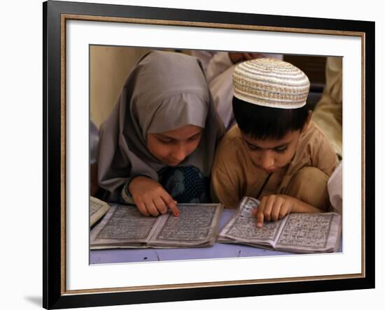 Children Read Together from Muslim's Holy Quran in Karachi, Pakistan-null-Framed Photographic Print