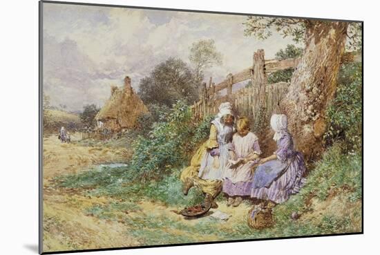 Children Reading Beside a Country Lane-Myles Birket Foster-Mounted Giclee Print