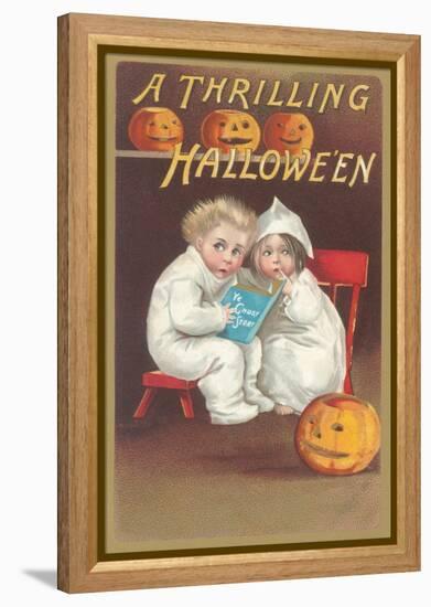 Children Reading Ghost Story-null-Framed Stretched Canvas