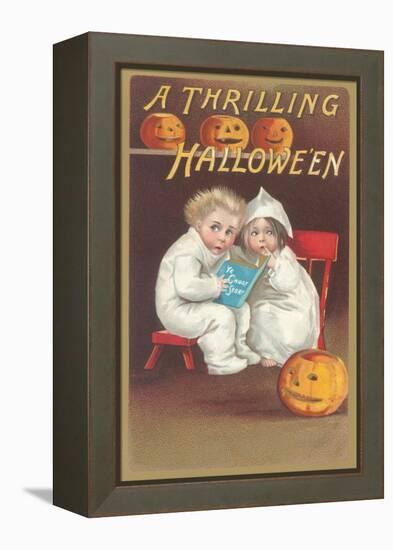 Children Reading Ghost Story-null-Framed Stretched Canvas