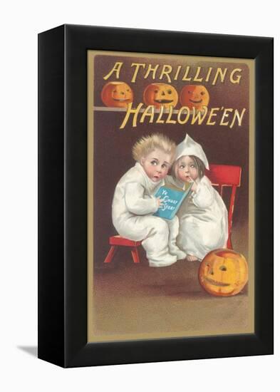 Children Reading Ghost Story-null-Framed Stretched Canvas