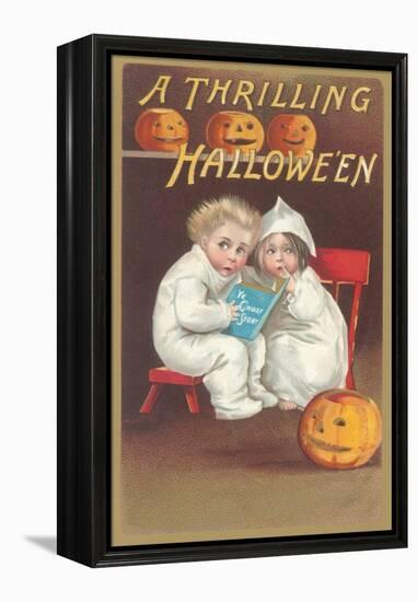 Children Reading Ghost Story-null-Framed Stretched Canvas