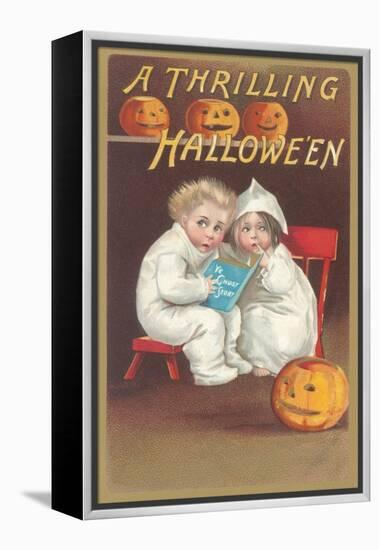 Children Reading Ghost Story-null-Framed Stretched Canvas