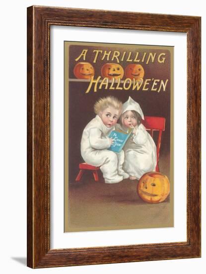 Children Reading Ghost Story-null-Framed Art Print