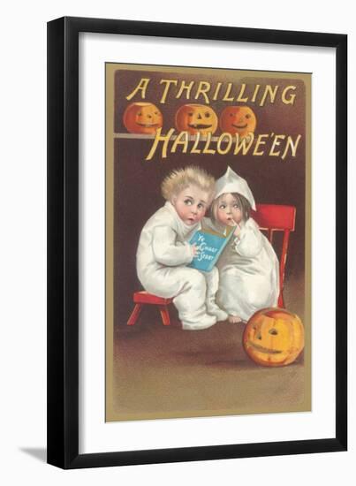 Children Reading Ghost Story-null-Framed Art Print