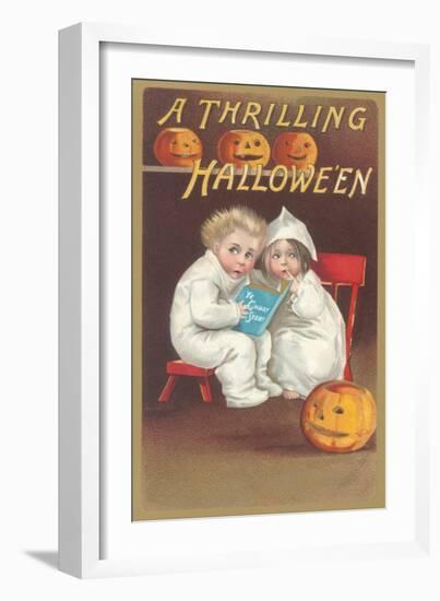 Children Reading Ghost Story-null-Framed Art Print